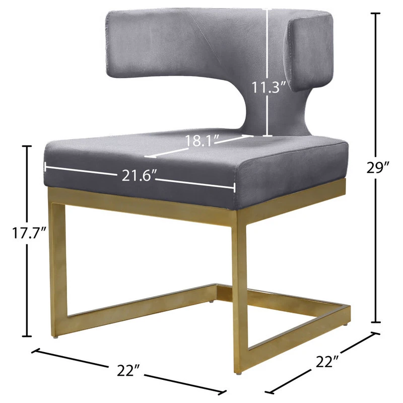 MOD The Eve Dining Chair, Gray And Gold, Velvet And Metal 10 MOD The Eve Dining Chair, Gray And Gold, Velvet And Metal - Image 8