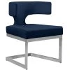 MOD The Eve Dining Chair, Navy And Chrome, Velvet And Metal