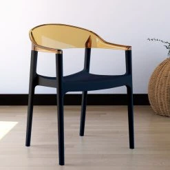 MOD The Enders Dining Chair, Black And Transparent Amber, Polypropylene, Set Of 2 -abbyson shop eda193ee0d72ad49 8167 w800 h800 b0 p0
