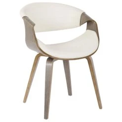 MOD The Aria Dining Chair, Light Gray And White, Wood, PU Leather
