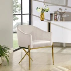 Meridian Furniture Xavier Velvet Dining Chair, Cream, Gold Legs 9 Meridian Furniture Xavier Velvet Dining Chair, Cream, Gold Legs -abbyson shop f021bf3e0dd706e4 3377 w800 h800 b0 p0