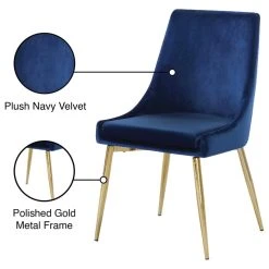 Meridian Furniture Karina Velvet Dining Chairs, Set Of 2, Navy, Gold Base -abbyson shop f0913ab0027411f1 3395 w800 h800 b1 p0