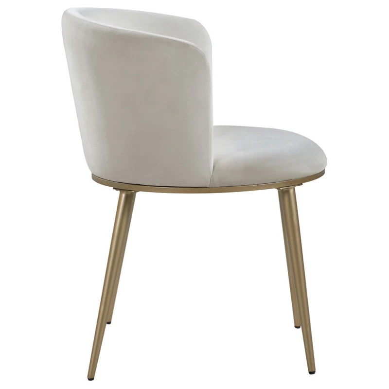 Meridian Furniture Skylar Dining Chair, Set Of 2, Cream Velvet, Brushed Gold Iron Legs 7 Meridian Furniture Skylar Dining Chair, Set Of 2, Cream Velvet, Brushed Gold Iron Legs - Image 5
