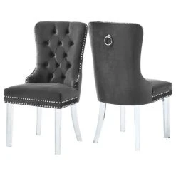 MOD The Dame Dining Chair, Gray, Velvet, Set Of 2