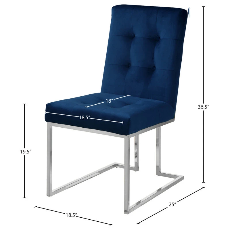 Meridian Furniture Alexis Velvet Dining Chair, Navy, Set Of 2 9 Meridian Furniture Alexis Velvet Dining Chair, Navy, Set Of 2 - Image 7