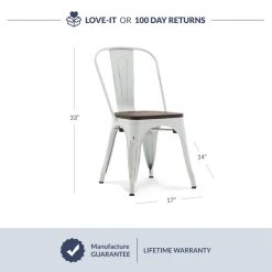 Belleze Wood Seat Metal Dining Chairs, Set Of 4, Antique White -abbyson shop f1f131a3020f38ee 9843 w800 h800 b0 p0