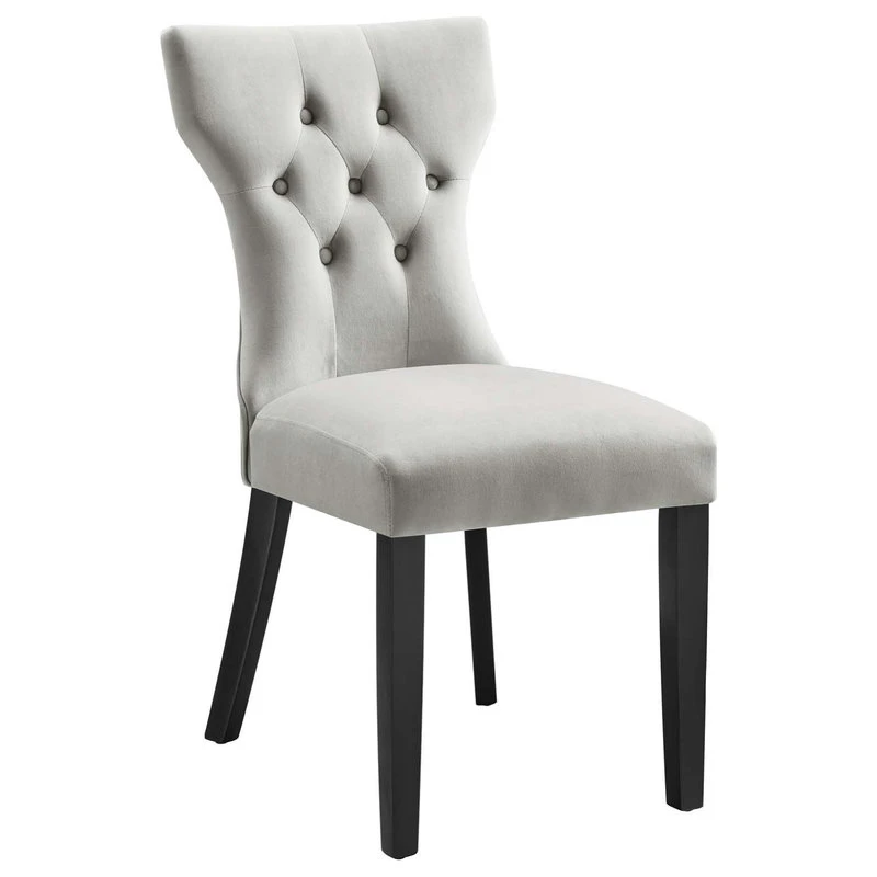 Modway Silhouette Performance Velvet Dining Chairs, Set Of 2, Light Gray 4 Modway Silhouette Performance Velvet Dining Chairs, Set Of 2, Light Gray - Image 2