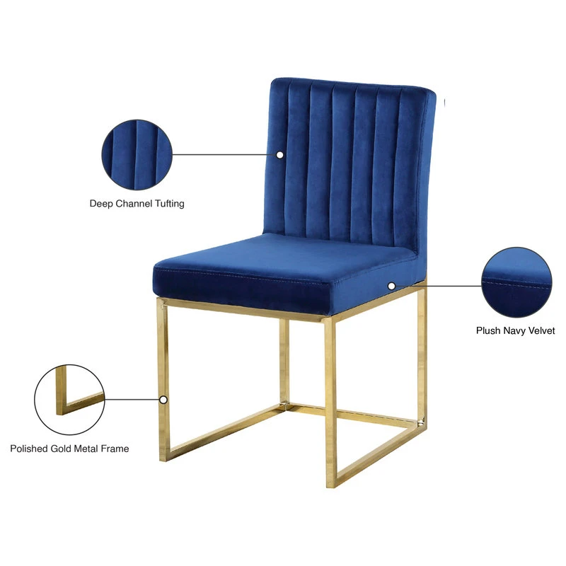 MOD The Dice Dining Chairs, Navy, Velvet, Gold Base, Set Of 2 8 MOD The Dice Dining Chairs, Navy, Velvet, Gold Base, Set Of 2 - Image 6