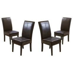 GDFStudio GDF Studio Percival T-stitched Chocolate Brown Leather Dining Chairs, Brown, Set