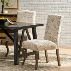 GDFStudio GDF Studio Crown Back French Script Beige Fabric Dining Chairs, Set Of 2 -abbyson shop f4712d1b0389ad27 7393 w800 h800 b0 p0