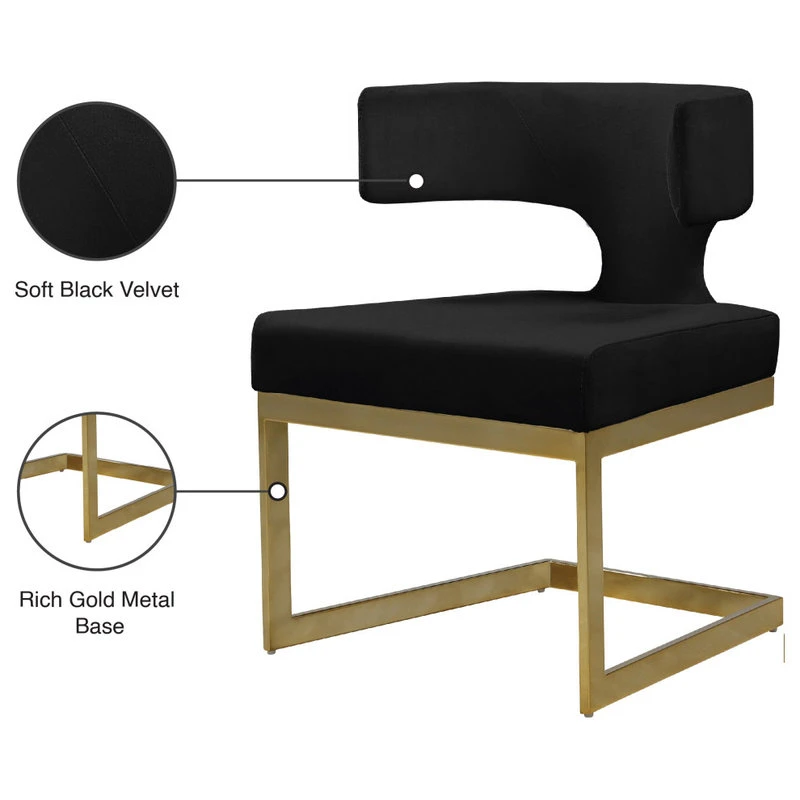 MOD The Eve Dining Chair, Black And Gold, Velvet And Metal 9 MOD The Eve Dining Chair, Black And Gold, Velvet And Metal - Image 7