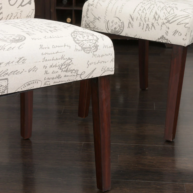 GDFStudio GDF Studio Script Printed Linen Dining Chairs, Set Of 2 6 GDFStudio GDF Studio Script Printed Linen Dining Chairs, Set Of 2 - Image 4