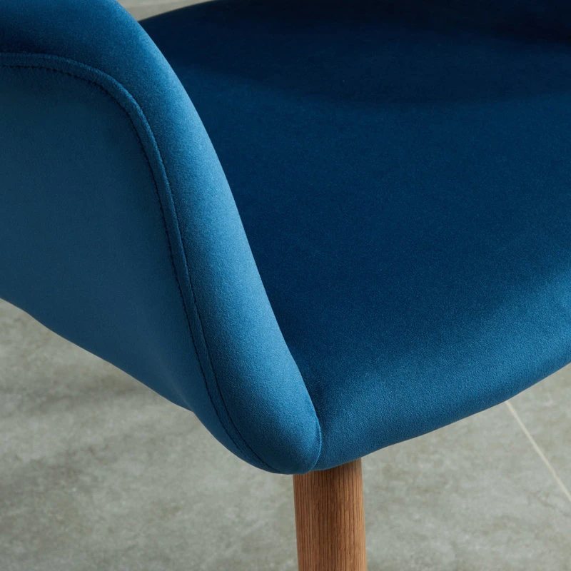 WHI Velvet Upholstered Accent Chair, Blue 8 WHI Velvet Upholstered Accent Chair, Blue - Image 6