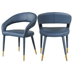 Meridian Furniture Destiny Dining Chair, Navy, Faux Leather