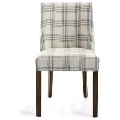 GDFStudio GDF Studio Rydel Fabric Dining Chairs, Set Of 2, Gray Plaid/Brown -abbyson shop fa51552f00b0958b 5192 w800 h800 b1 p0