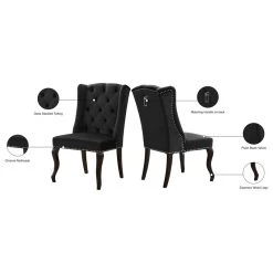 MOD The Florence Dining Chair, Black, Velvet, Set Of 2 -abbyson shop faf1232002741354 0746 w800 h800 b1 p0