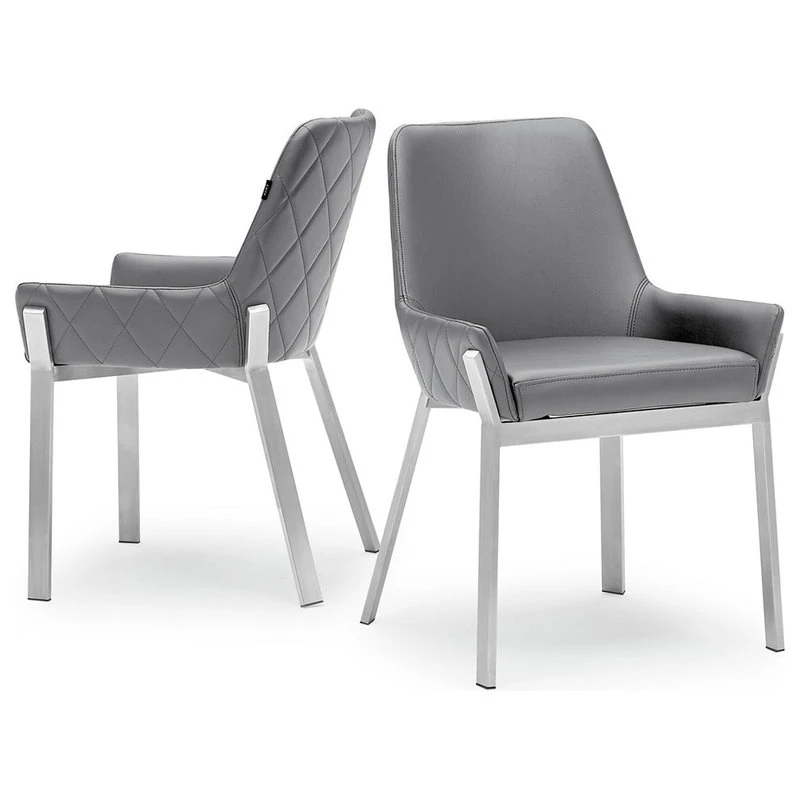 Zuri Furniture Sydney Leatherette Dining Chair With Brushed Stainless Steel Legs, Gray 7 Zuri Furniture Sydney Leatherette Dining Chair With Brushed Stainless Steel Legs, Gray - Image 5