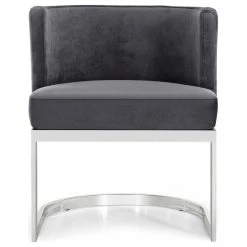 Meridian Furniture Gianna Velvet Dining Chair, Gray, Chrome Base -abbyson shop fc017a3802741308 3318 w800 h800 b1 p0