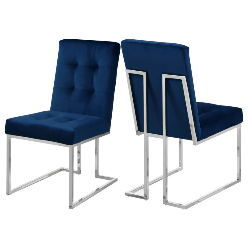 Meridian Furniture Alexis Velvet Dining Chair, Navy, Set Of 2 3 Meridian Furniture Alexis Velvet Dining Chair, Navy, Set Of 2