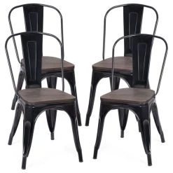 Costway Set Of 4 Dining Side Chair Stackable Bistro Metal Wood Stool Black -abbyson shop ff91ebf20e7db566 4817 w800 h800 b1 p0