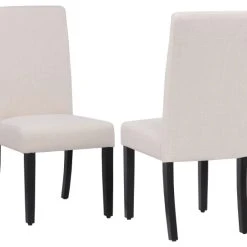 WestinTrends Upholstered Linen Fabric Dining Side Chair (Set Of 2), Beige