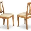 East West Furniture Avon Chair With Cushion Seat, Oak Finish, Set Of 2