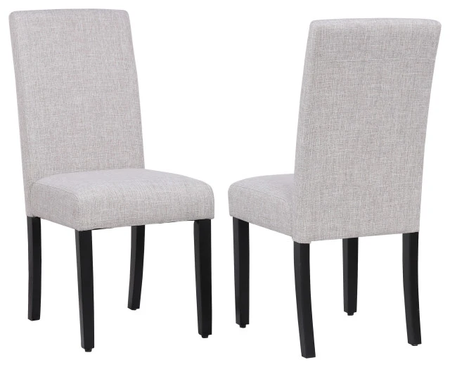 WestinTrends Upholstered Linen Fabric Dining Side Chair (Set Of 2), Light Gray 3 WestinTrends Upholstered Linen Fabric Dining Side Chair (Set Of 2), Light Gray