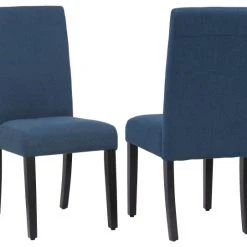 WestinTrends Upholstered Linen Fabric Dining Side Chair (Set Of 2), Blue